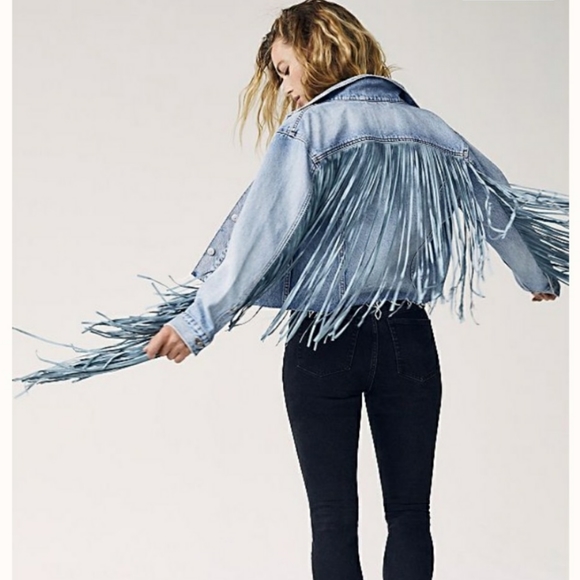 Levi's Jackets & Blazers - Levi's Ex Boyfriend Fringe Trucker Denim Jacket